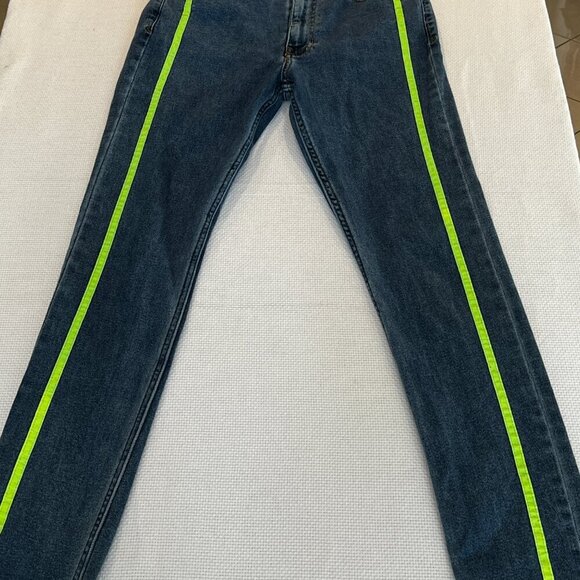 Urban Outfitters BDG Jeans Mens 32 Skinny Stretch Medium Wash Neon Ribbon Stripe - Picture 11 of 11